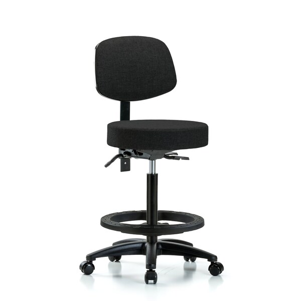 Bench Stool, Hi, Fabric, Bk, BF, Casters, Blk