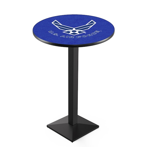 42" Blk Wrinkle U.S. Air Force Pub Table, 36" dia. Top