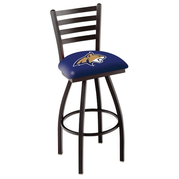 25" Blk Wrinkle Montana State Swivel Bar Stool, Ladder Back