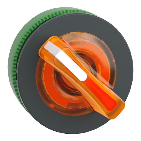 Head for illuminated selector switch, Harmony XB5, plastic, orange handle, universal LED, 2 positions, stay put