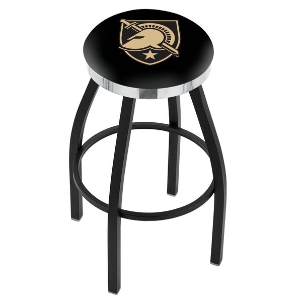 25" Blk Wrinkle US Military Academy ARMY Swivel Bar Stool, Chrome Ring