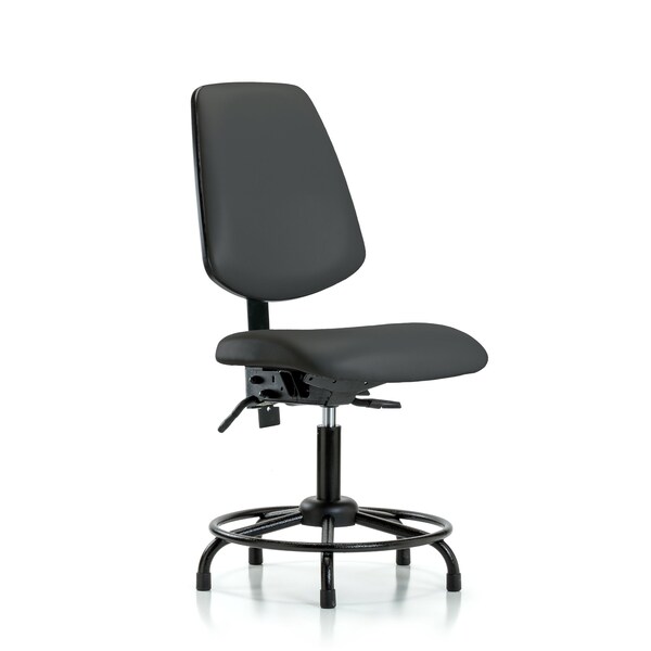Desk Chair No Arms, 18" to 23" Height, Vinyl, Charcoal