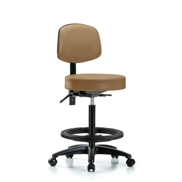 Bench Stool, Hi, Vinyl, Bk, BF, Cast, Taupe