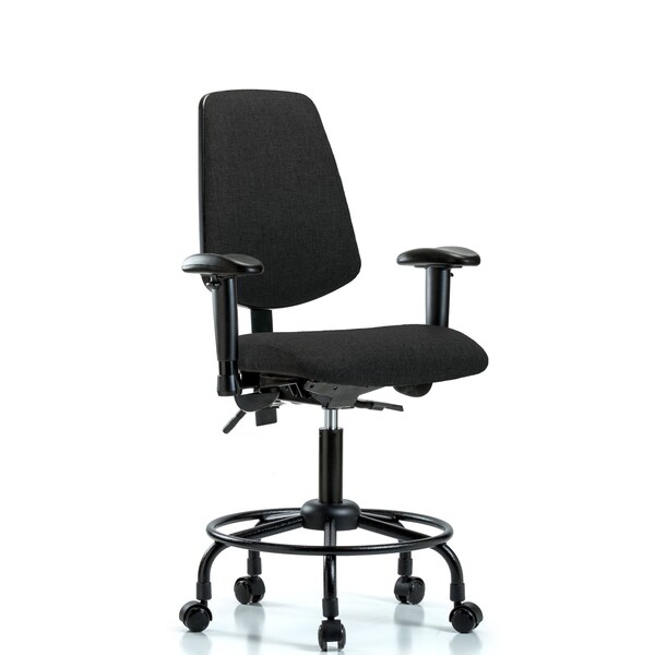 Desk Chair Fab Desk Chair, Med, Bk, RT, AA, Cast, Blk, Adjustable Arms, 21" to 26" Height, Fabric, Black