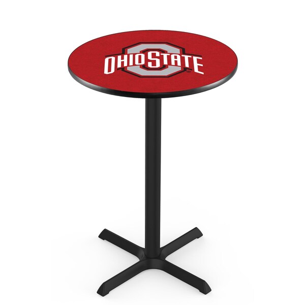 42" Blk Wrinkle Ohio State Pub Table, 36" dia. Top