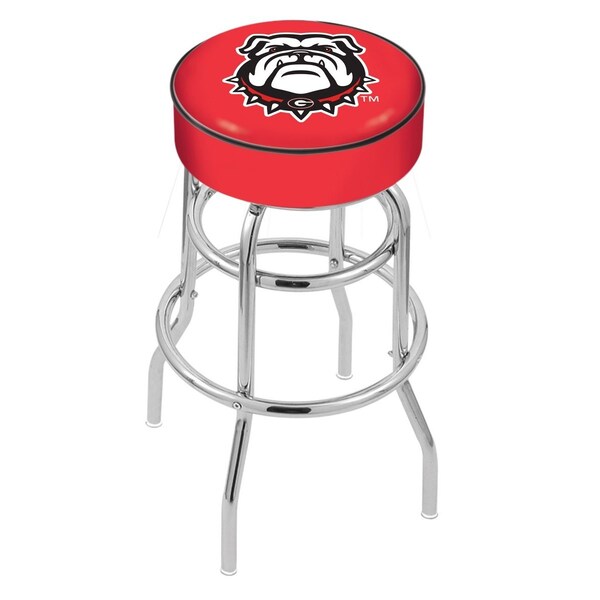 25" Georgia "Bulldog" Cushion Seat, 2-Ring Chrome Swivel Bar Stool