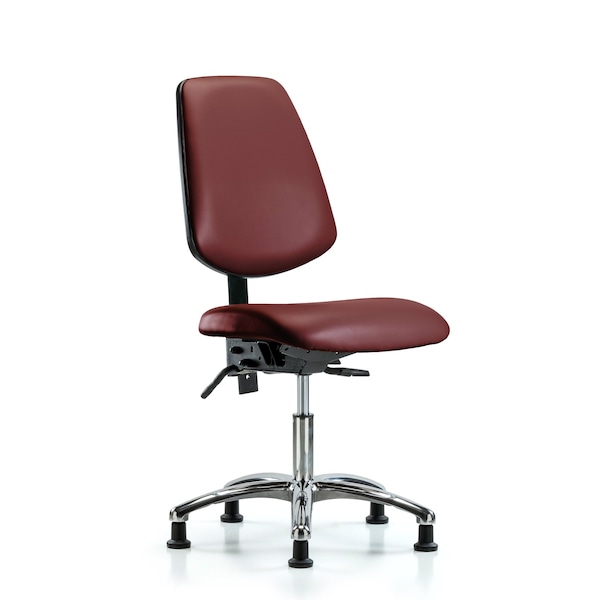 Vinyl Chair Chrome, Desk, Med Back, Tilt, Glides, Borscht