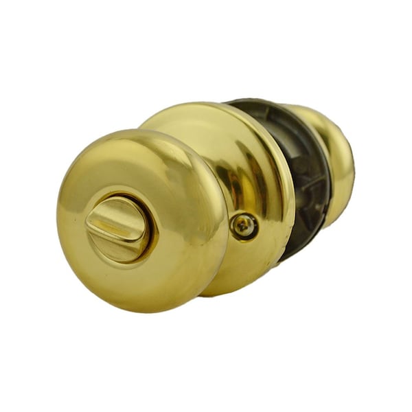 Hancock Knob Entry Door Lock with New Chassis with 6AL Latch and RCS Strike Bright Brass Finish