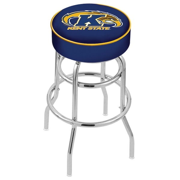 25" Kent State Cushion Seat, 2-Ring Chrome Swivel Bar Stool