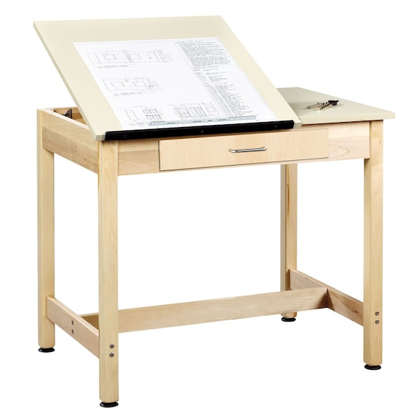 Rectangle Drafting Table, 2 pcs., Top, 36"x24"x30", 36" W, 30" H, Almond