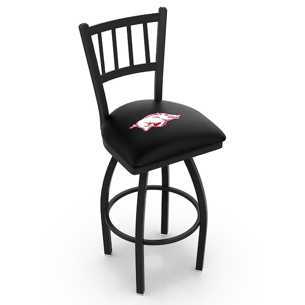 25" Blk Wrinkle Arkansas Swivel Bar Stool, Jailhouse Back