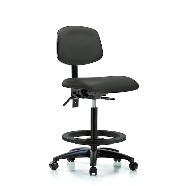 Chair, Fab, Hi Bench, RT Tilt AA Glides, Blu, No Arms, 26" to 35" Height, Charcoal