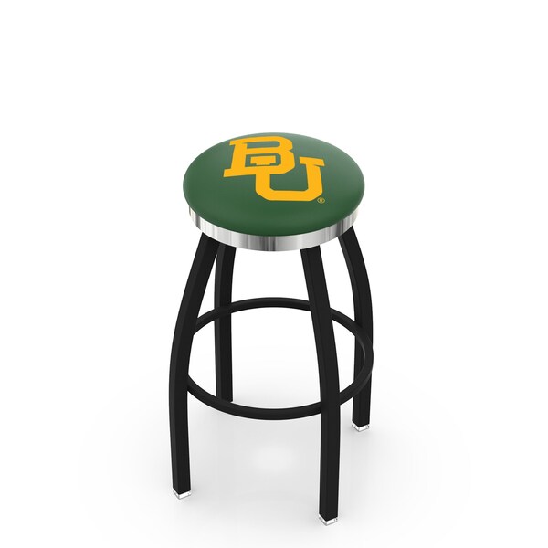 25" Blk Wrinkle Baylor Swivel Bar Stool, Chrome Ring
