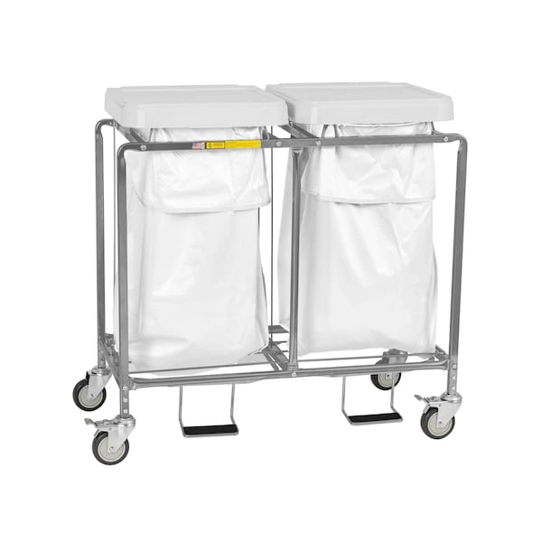 Double "Leakproof" Hamper with Foot Pedal, Two White Bags