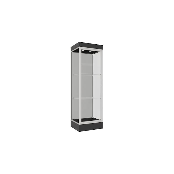 Lighted Floor Display Case 24x76x20, 6" Base, Satin