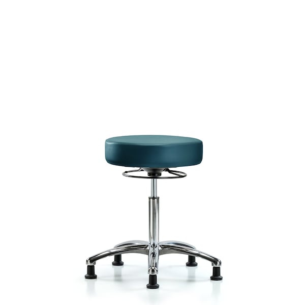 Vinyl Stool, Chrome, Med Bench, Glides, Royal