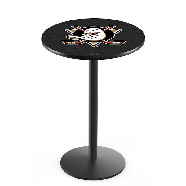 42" Blk Wrinkle Anaheim Ducks Pub Table, 36" dia. Top