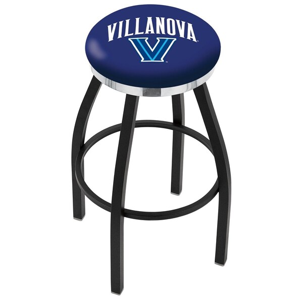 25" Blk Wrinkle Villanova Swivel Bar Stool, Chrome Ring