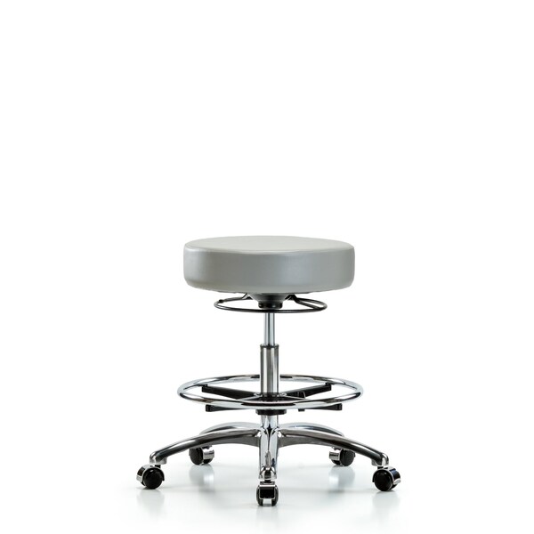 Bench Stool, Med, Vinyl, Chrm, CF, Cstrs, Dov