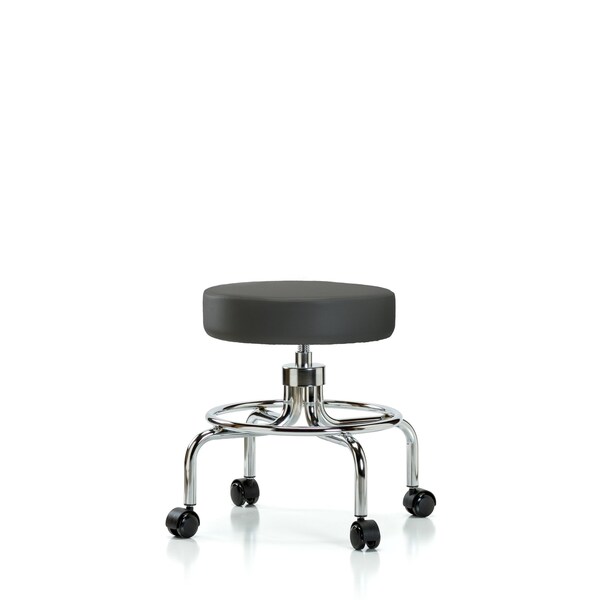 Screw-Lift Stool, Vinyl, CR, Casters, Gry