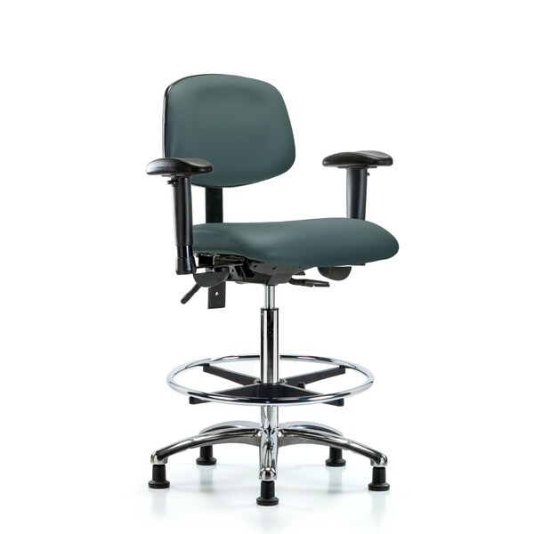 Chair, Vin, Hi Bench, Chr AA CF Glides, Blu, 6-Way Adjustable, 26" to 35-1/2" Height, Colonial Blue