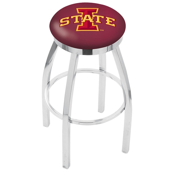 25" Chrome Iowa State Swivel Bar Stool, Accent Ring