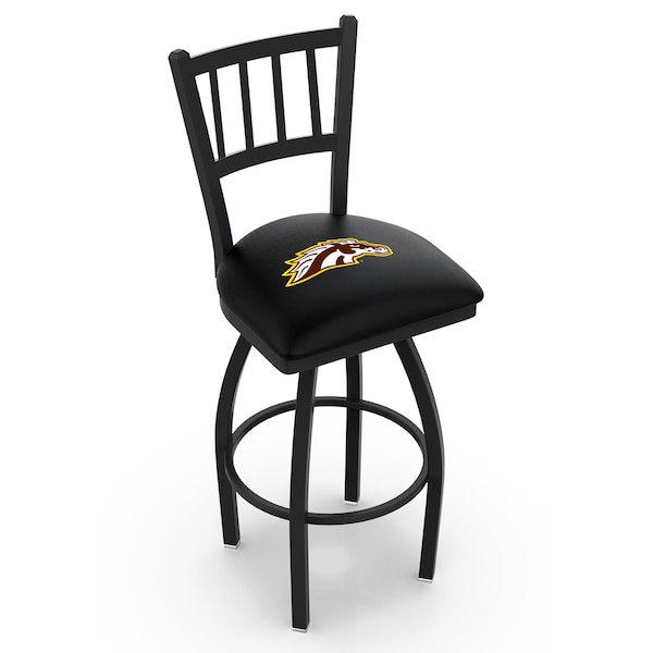 25" Blk Wrinkle Western Michigan Swivel Bar Stool, Jailhouse Back