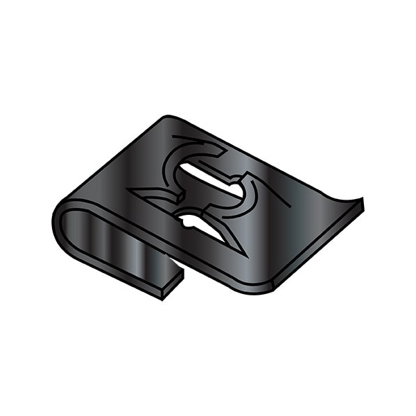 Spring Nut, #10-24, J Shape, Steel, Black Phosphate Finish, 2000 PK