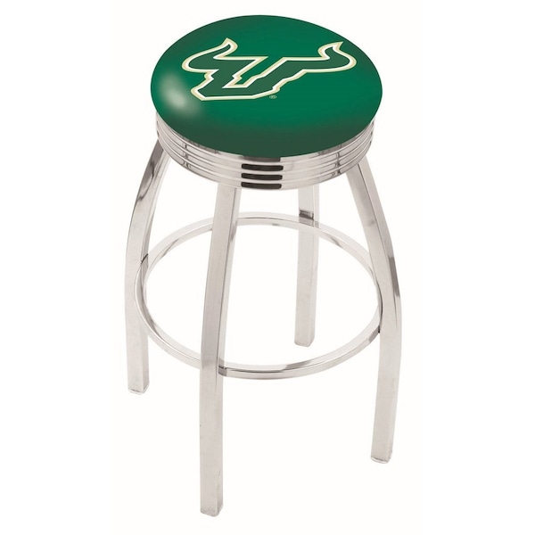 25" Chrome South Florida Swivel Bar Stool, Accent Ring
