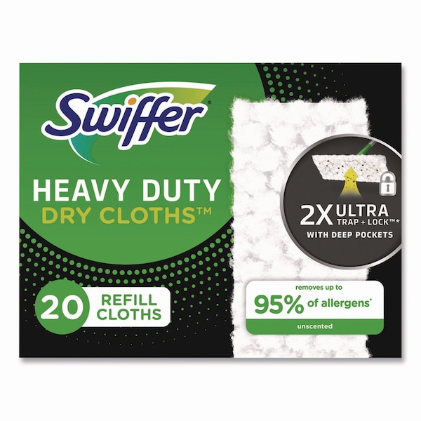 Heavy-Duty Dry Refill Cloths, 10.3 x 7.8, White, 20 Cloths, 4PK