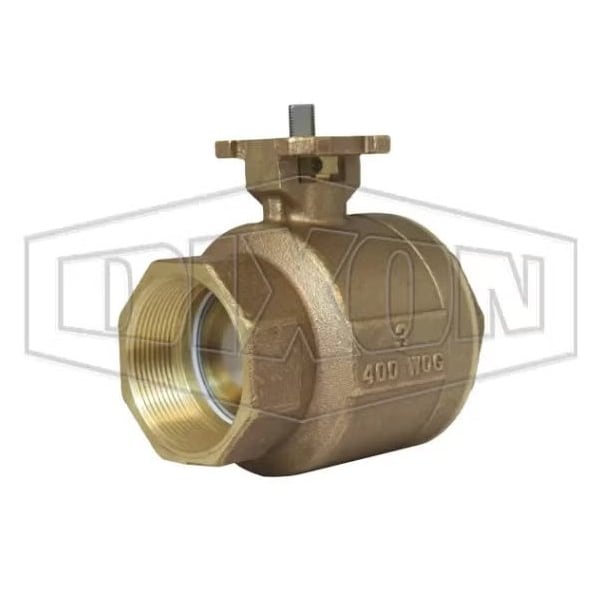 2 pc Industrial Ball Valve, 4 in Nominal, FNPT End Style, Brass Body, Full Port