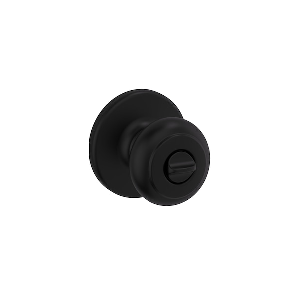 Cove Knob Privacy Door Lock New Chassis with 6AL Latch and RCS Strike Matte Black Finish
