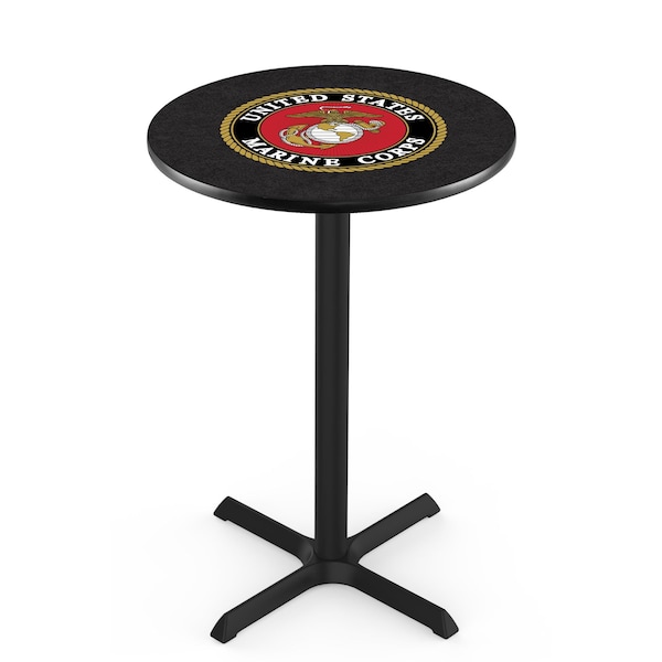 42" Blk Wrinkle U.S. Marines Pub Table, 36" dia. Top