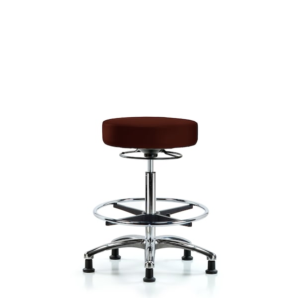 Bench Stool, Hi, Chrm, Vinyl, CF, Glid, Burg
