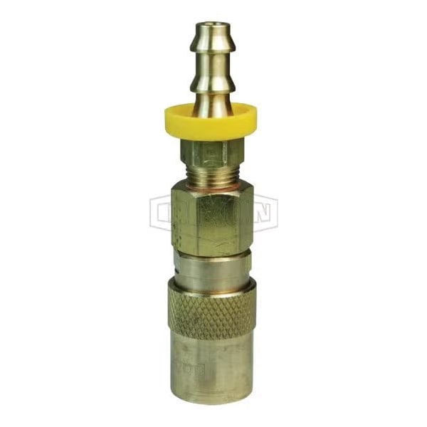 DQC CM Industrial Mold Interchange Valved Coupler, 3/8 in Nominal, Push-Loc Barb, Brass
