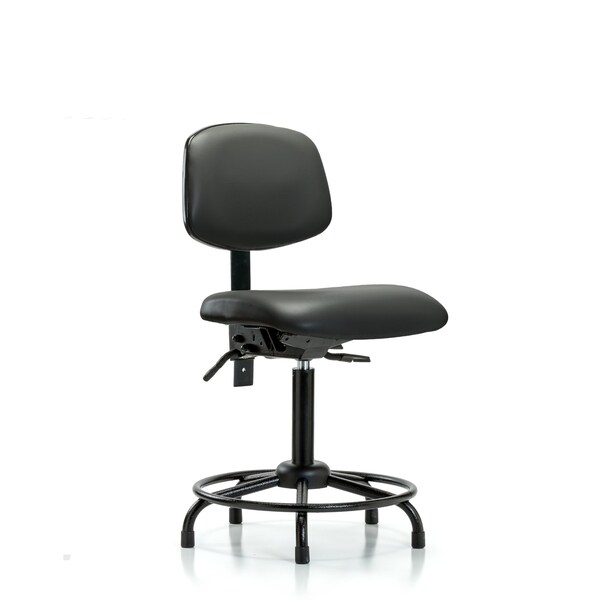 Vinyl Chair, Med Bench, Round Tube Base, Glides, Carbon