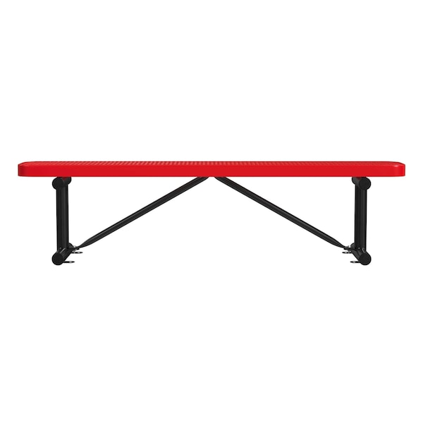 Bench w/o Back, Surface Mount, 6ft., Red