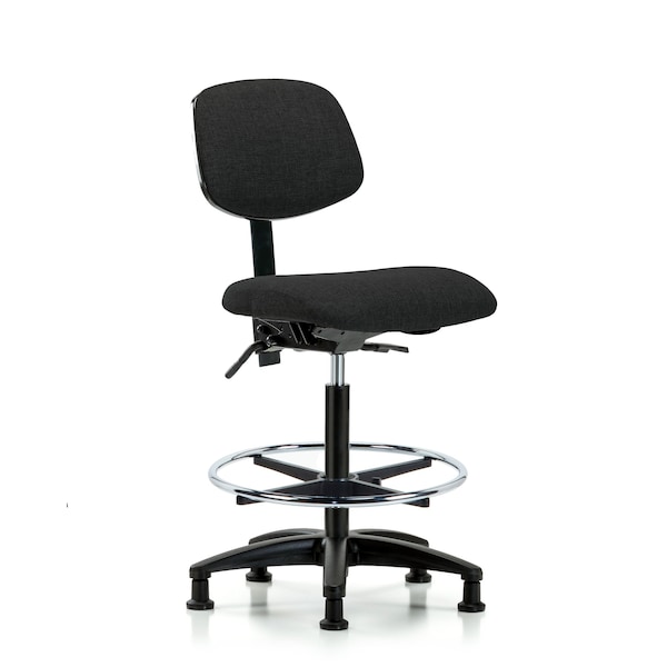 Chair, Fabric, Hi Bench, CF Glides, Blk, No Arms, 26" to 35-1/2" Height, Black