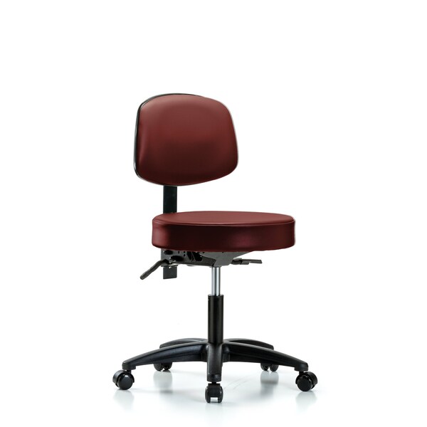 Vinyl Stool, Back, Desk, Casters, Taupe