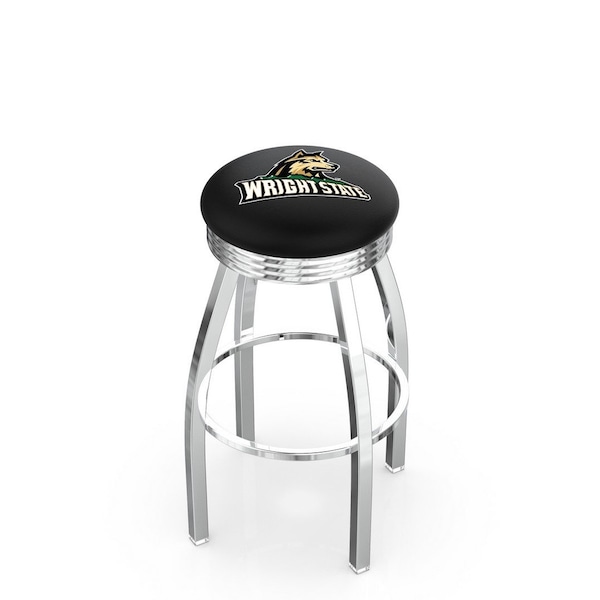 25" Chrome Wright State Swivel Bar Stool, Accent Ring