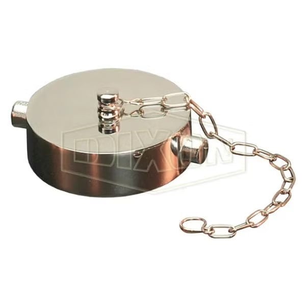 The Right Connection 17-126 Pin Lug Cap with Chain, 1-1/2-9, FNST, Cast Brass, Domestic