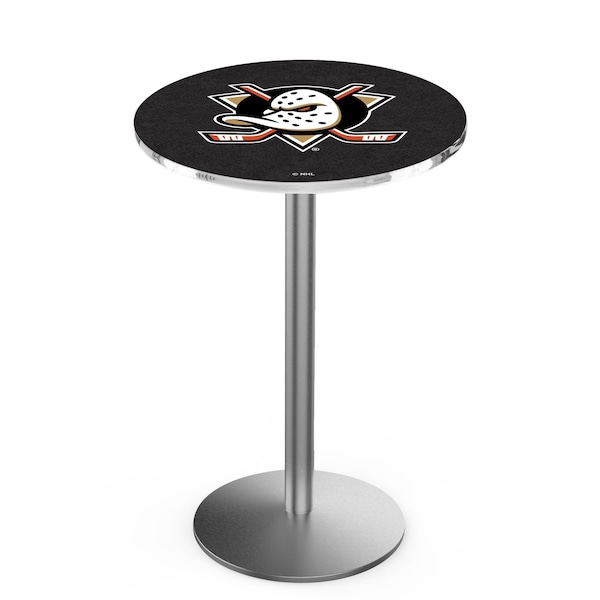 42" Stainless Steel Anaheim Ducks Pub Table, 36" dia. Top