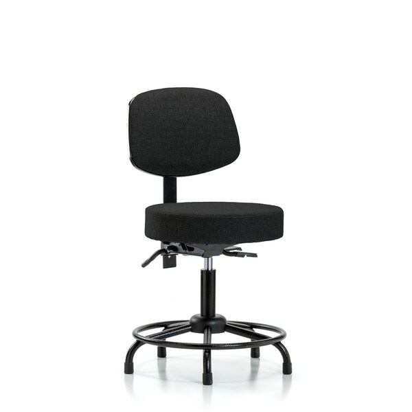 Desk Stool, Fabric, Bk, RT, Glides, Blk
