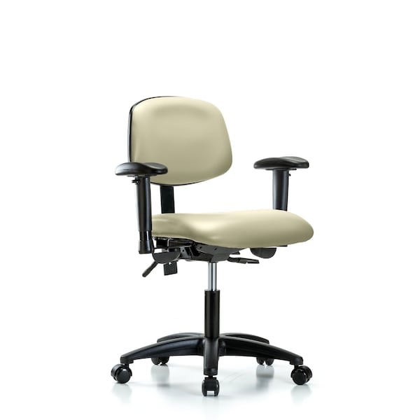 Desk Chair Desk Chair, Vinyl, AA Casters, Wht, Adjustable Arms, 18" to 23" Height, Vinyl, Adobe White