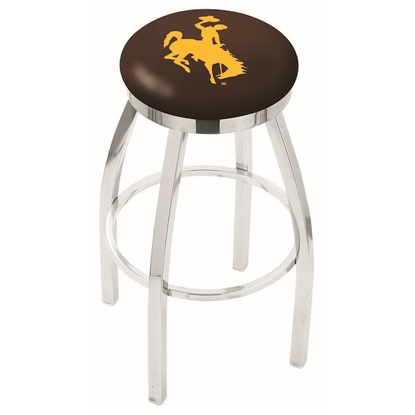 25" Chrome Wyoming Swivel Bar Stool, Accent Ring