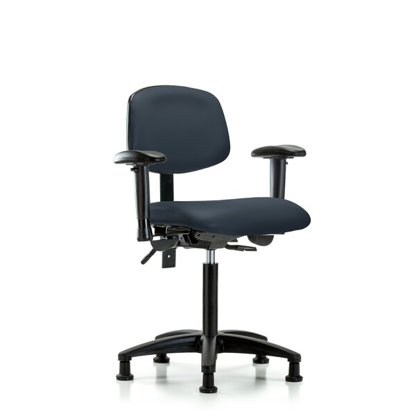 Chair, Vinyl, Med Bench, Tilt AA Glides, Nav, 6-Way Adjustable, 22" to 29" Height, Imperial Blue