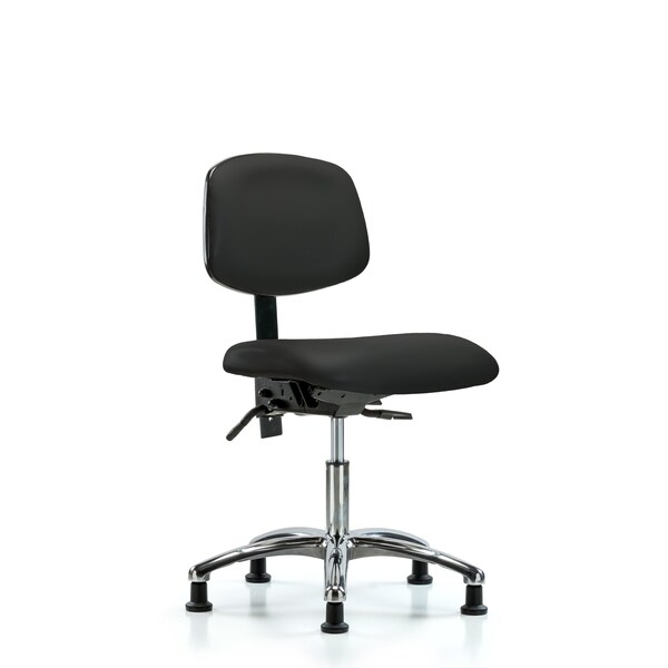 Desk Chair Desk Chair, Vinyl, Chrome Tilt Glides, Blk, No Arms, 18" to 23" Height, Vinyl, Black