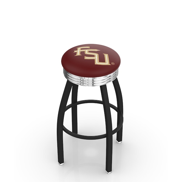 25" Blk Wrinkle Florida State Script Swivel Bar Stool, Chrome Ring