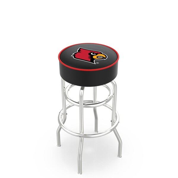 25" Louisville Cushion Seat, 2-Ring Chrome Swivel Bar Stool