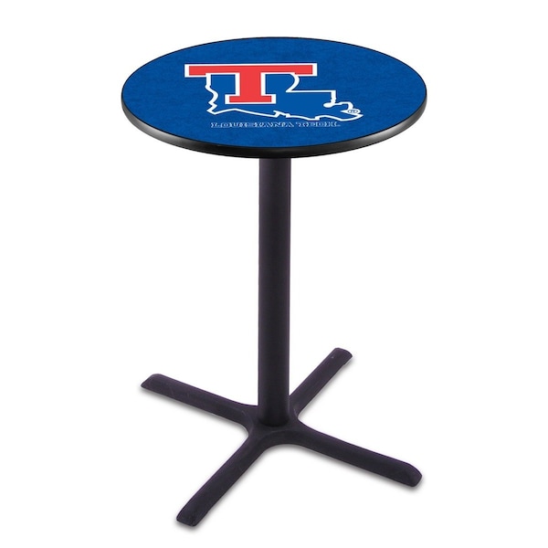 42" Blk Wrinkle Louisiana Tech Pub Table, 36" dia. Top